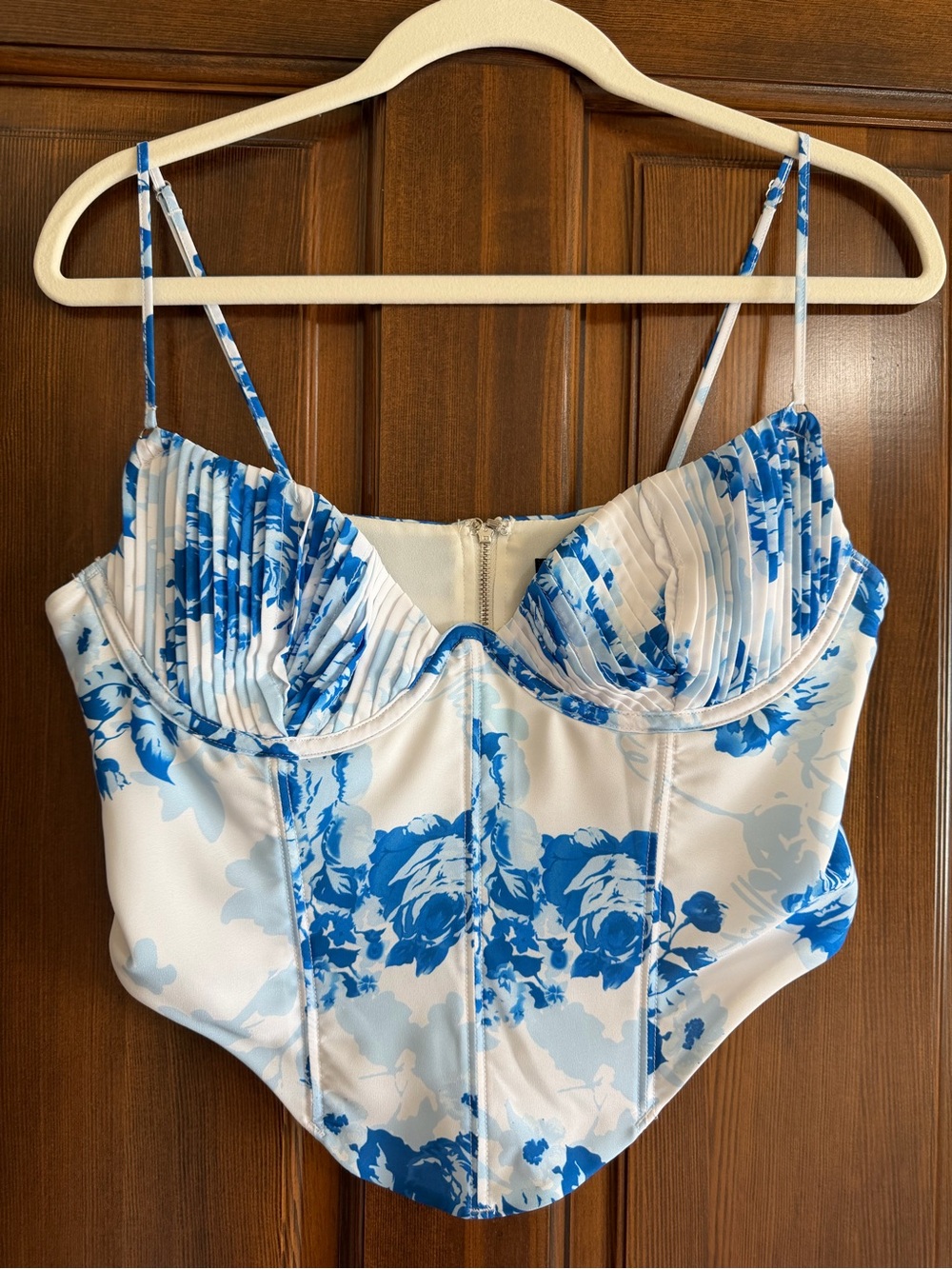 White Fox Boutique Blue Floral Bustier Tank Top